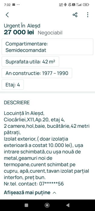 Apartament cu 2 camere