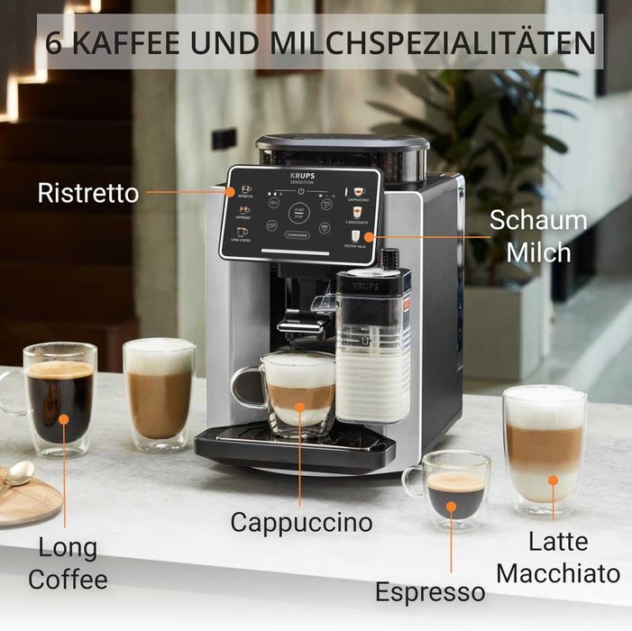 Нов Кафеавтомат Кафемашина KRUPS SENSATION MILK EA912E, 6 Вида Напитки