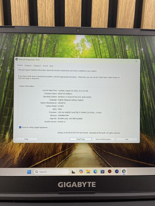 Gigabyte G5MF5 Intel i7-13620H 16Gb ram Nvidia RTX 4050 Garantie#60633