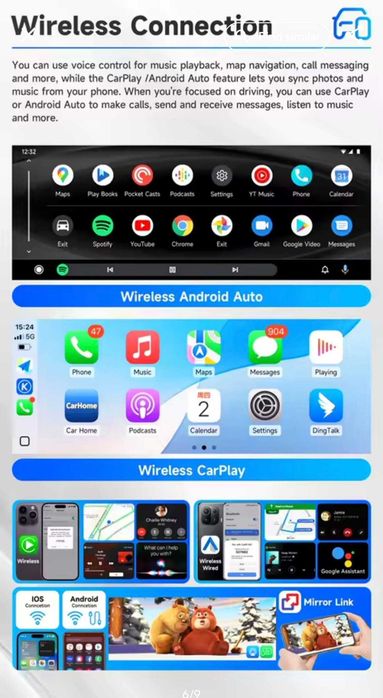 Navigatie BMW E90 Linux CarPlay & Android Auto Wireless