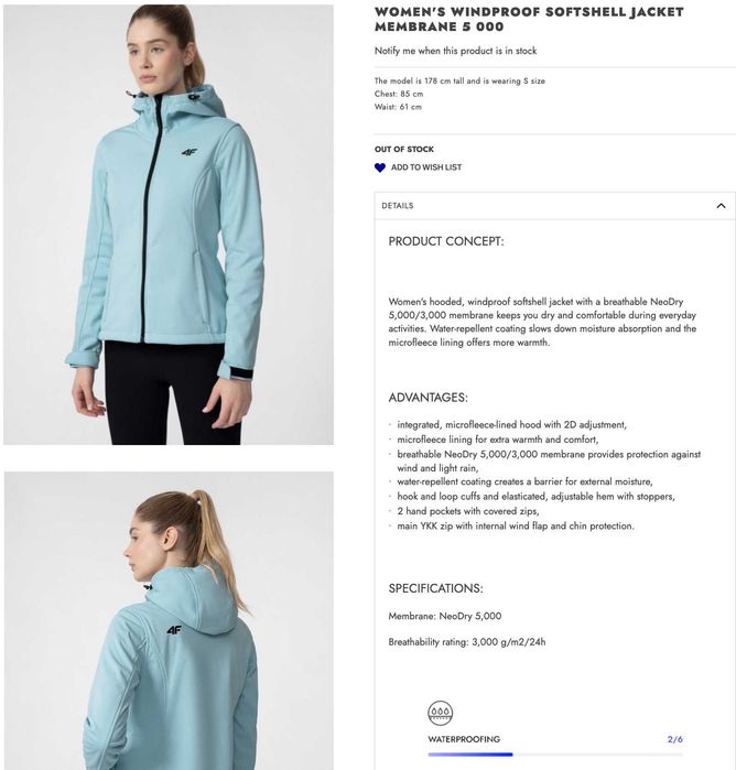 Jachetă softshell iarna, membrana 5000, polar verso, bleu, 4F, nou