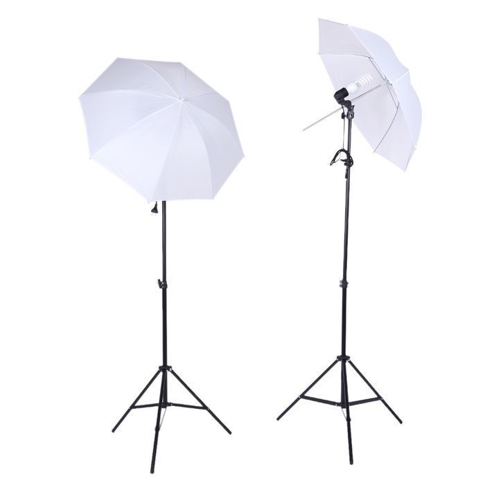 Kit studio 2 umbrele suport fundal 2x2m 2 becuri 45W si 2 panze fundal