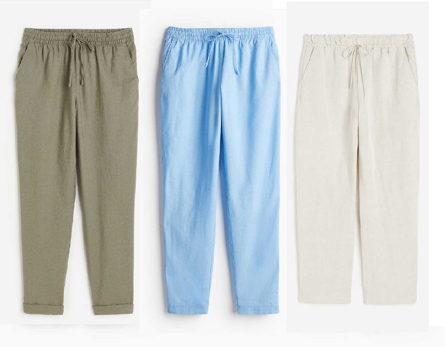 Новые джоггеры /брюки лен/хлопок H&M, размер XL /XXL (56/62)