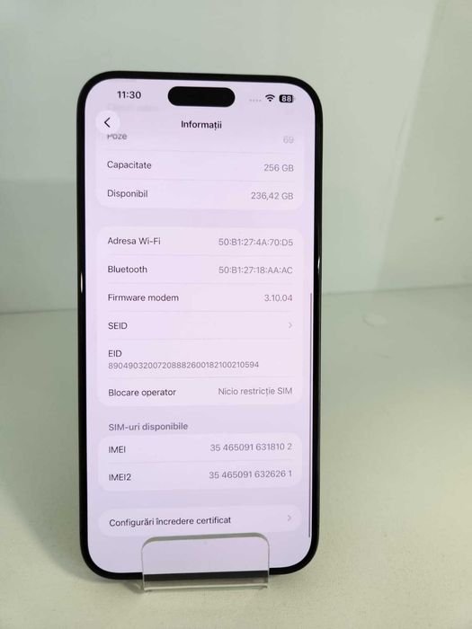 Iphone 15 Pro Max 256Gb (Ag8 Tudor1/B74070) – Garantie 2 Ani!