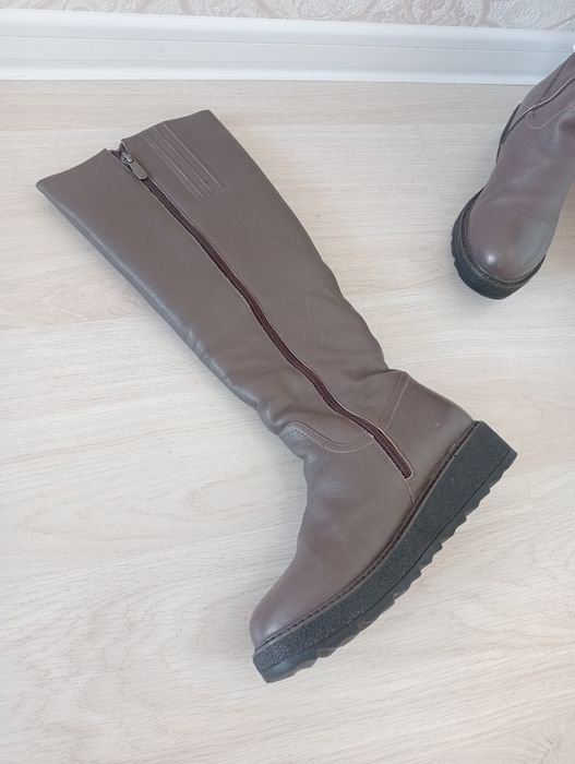 Кожаные сапоги натур.мех