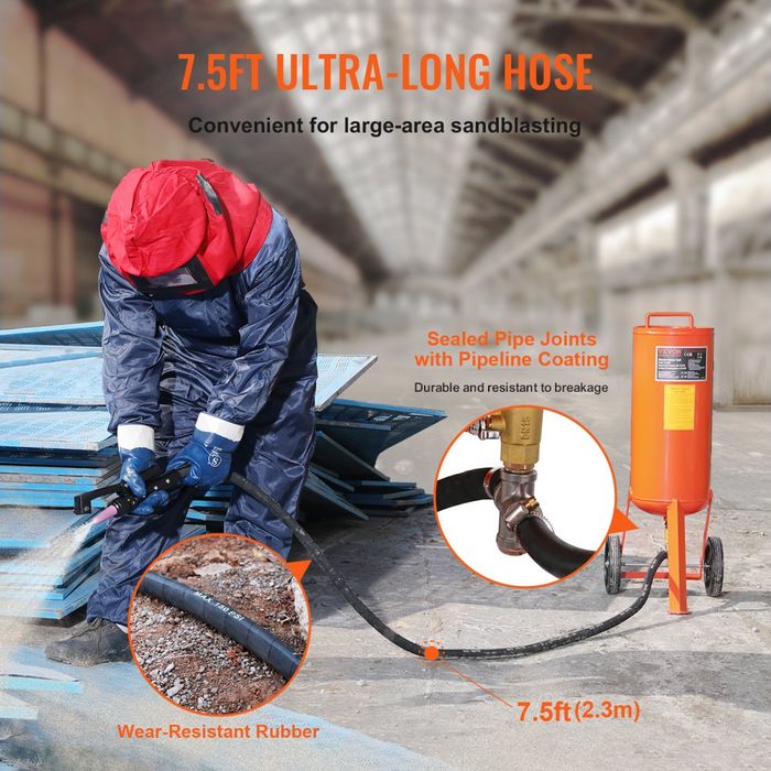 Sablator Profesional 37.8L 4-7.6 Bar, 2 Duze, Furtun 2.3m