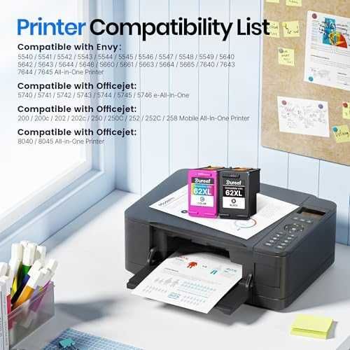 Нови Съвместими касети HP 62XL черна цветна за ENVY OfficeJet, 2 броя тонер мастило принтер печат