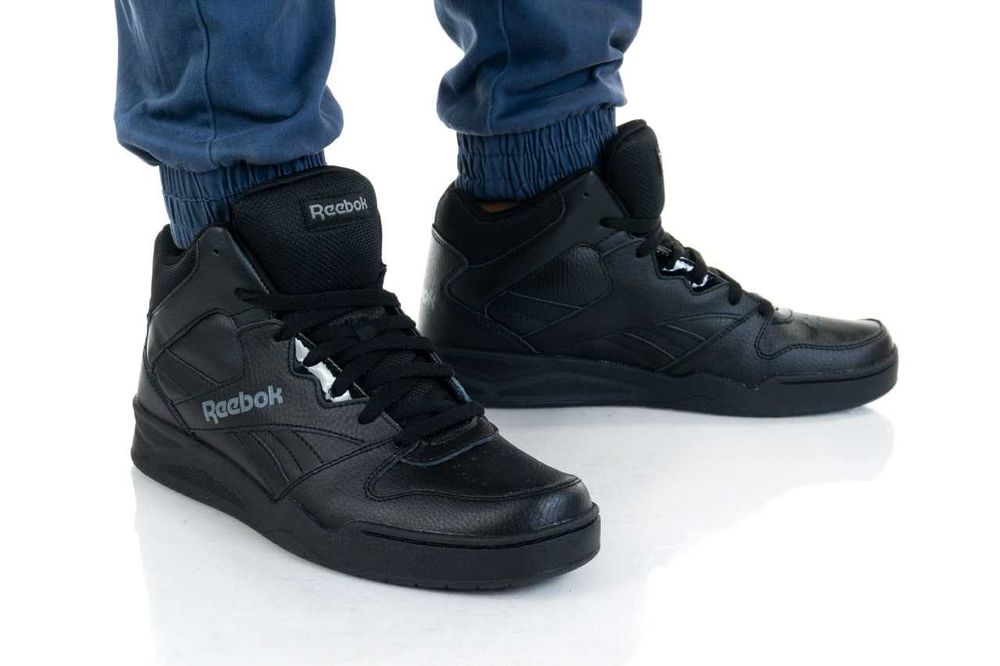 Кроссовки мужские  Reebok Royal BB4500 HI2 кожаные, черные весна/осень