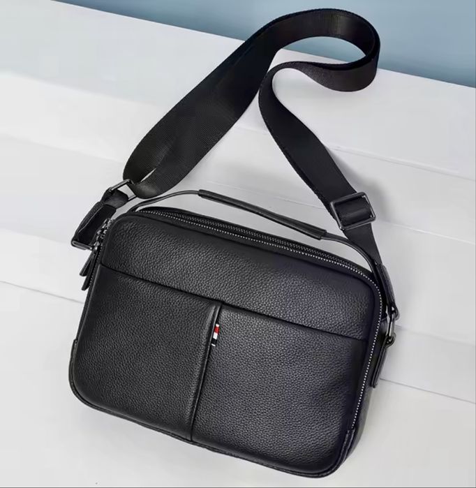 Мъжка кожена чанта за през рамо•Ежедневна сЛуксозно/Правоъгълен дизайн