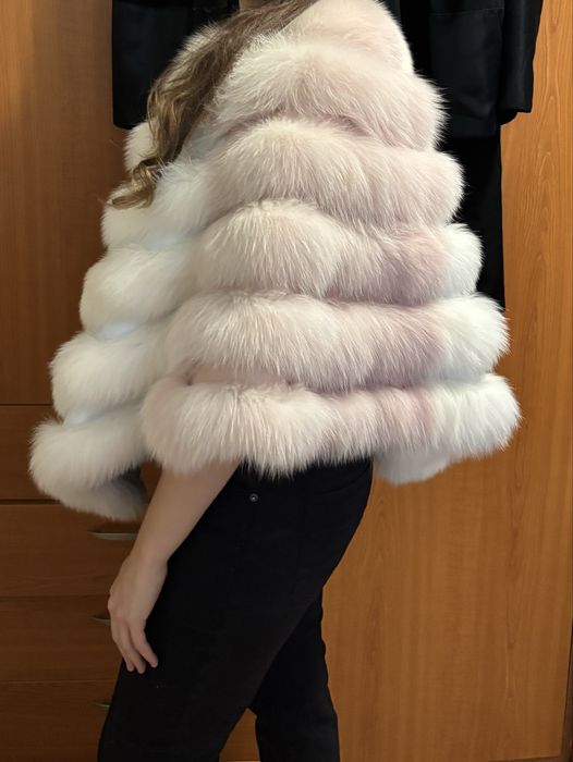 Haina/Capa/Poncho  blana naturala vulpe
