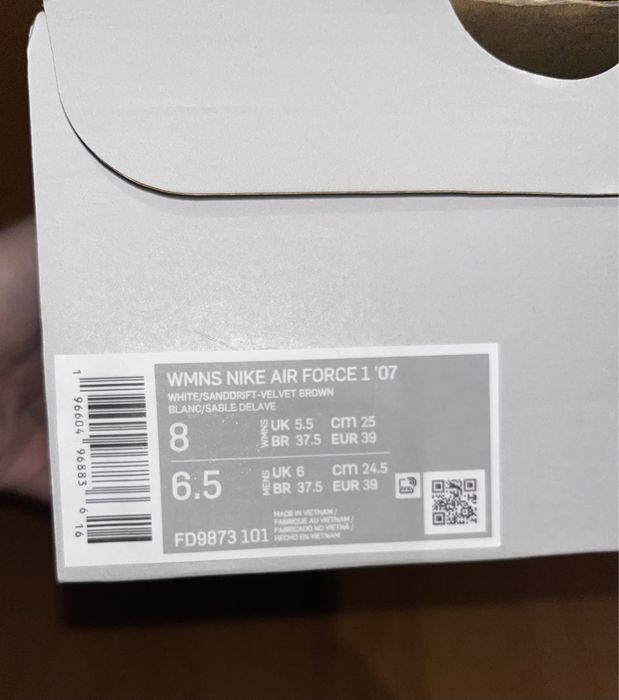 WMNS Nike Air Force 1 ‘07 White Velvet Brown