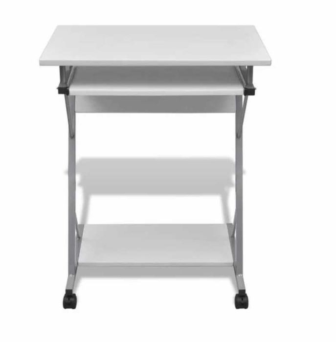 Бюро за компютър с изтеглящ плот за клавиатура, бяло