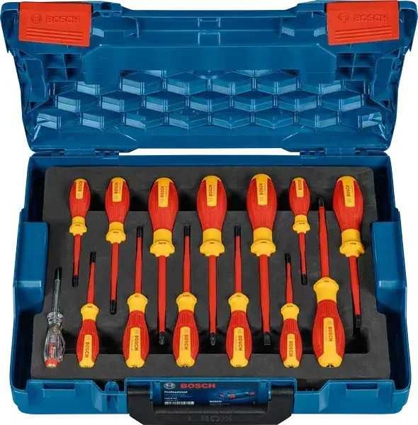 ПРОМОЦИЯ!Отвертки електричарски SL/PH/PZ/TX VDE 14 части L-boxx Bosch