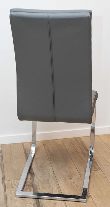 Scaune dining cu picior metalic (chrom) din piele ecologica gri