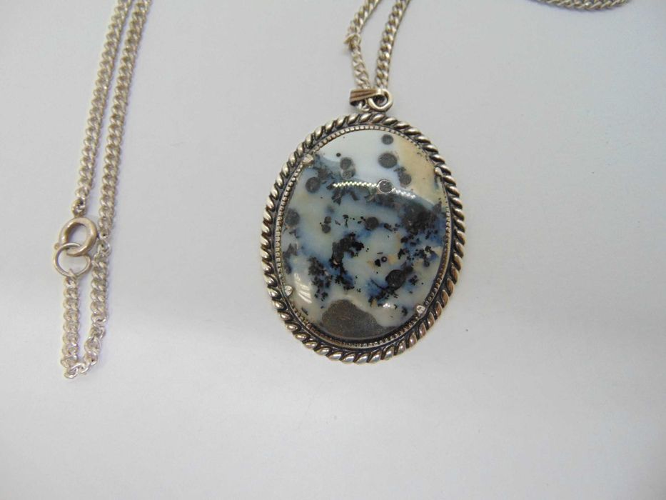 Lant lung si pandantiv din argint cu agat dentritic