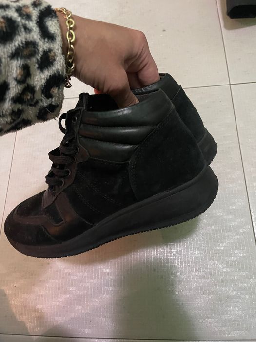 Черни боти от велур и кожа 40