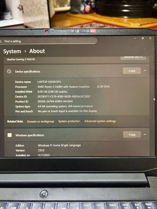 Lenovo Ideapad gaming 3  15ACH6
