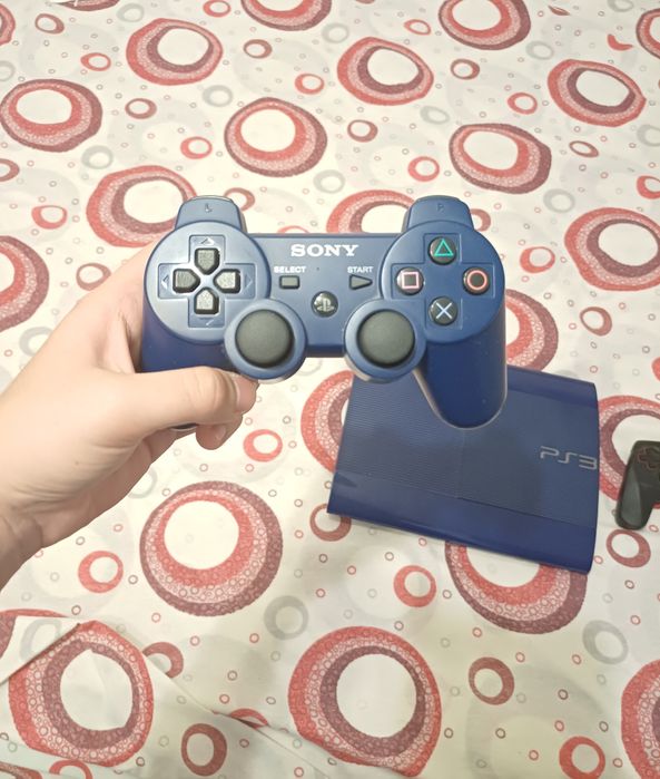 (Consola este Vândută)PlayStation 3 Super Slim Azurite Blue (Modat HEN) + 2 Controllere(Preț 300 lei)