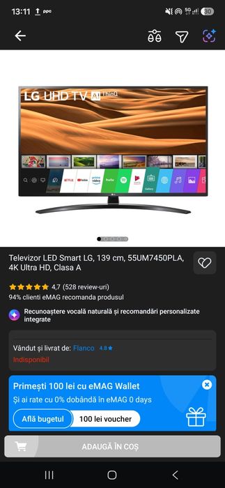 Tv smart LG 139cm/55inch