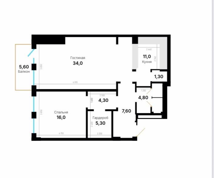 Квартира ЖК Mirabad Avenue 2/5/11 90 м2