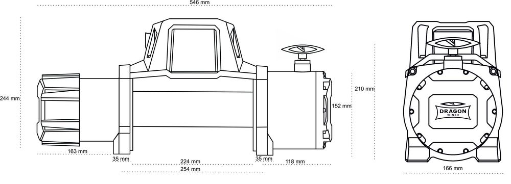 troliu electric Dragon Winch 13000 lbs (trage 5897 kg) la 12 V