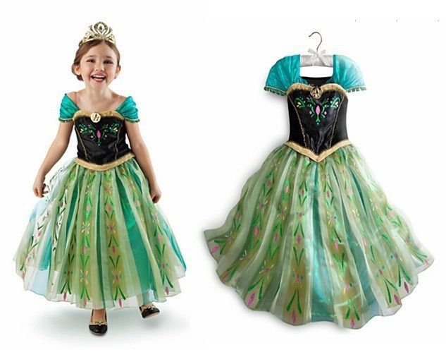 Rochie/rochita Printesa Anna verde- Frozen- accesorii