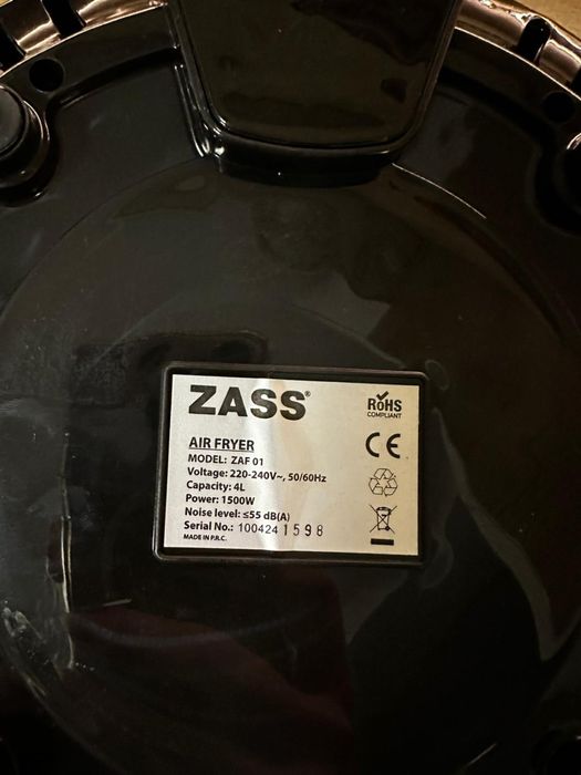 Friteuza cu aer cald - airfryer Zass 1500W, 4l, negru