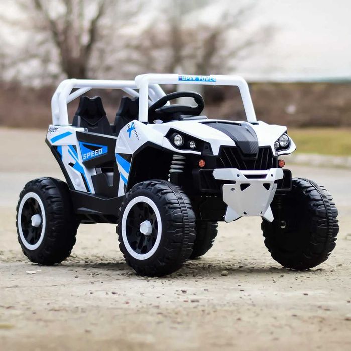 UTV electric pentru copii, RSR, 4x4, 120W, 12V 7Ah, alb-albastru