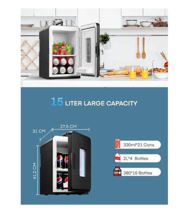 Mini frigider auto NORTHCLAN 15L,220V AC/12V,DC pentru masina, Max-Eco