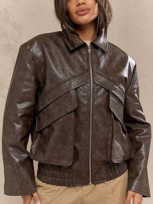 Кафяво кожено яке MissGuided