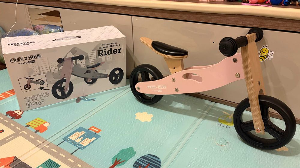 Tricicleta bicicleta lemn 2 in 1 , free2move, 1-3 ani