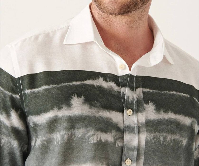 AVVA Мужская рубашка цвета темно-зеленая с блочным узором Trill