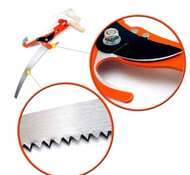 Foarfeca de taiat crengi 2 cm cu maner telescopic 2.80 m si fierastrau