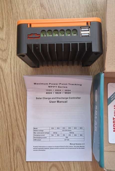 Controler solar MPPT 20A 12V24V, 2x USB, LCD