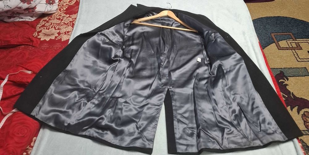 Palton barbatesc negru, de lana, marimea 54, Adalin