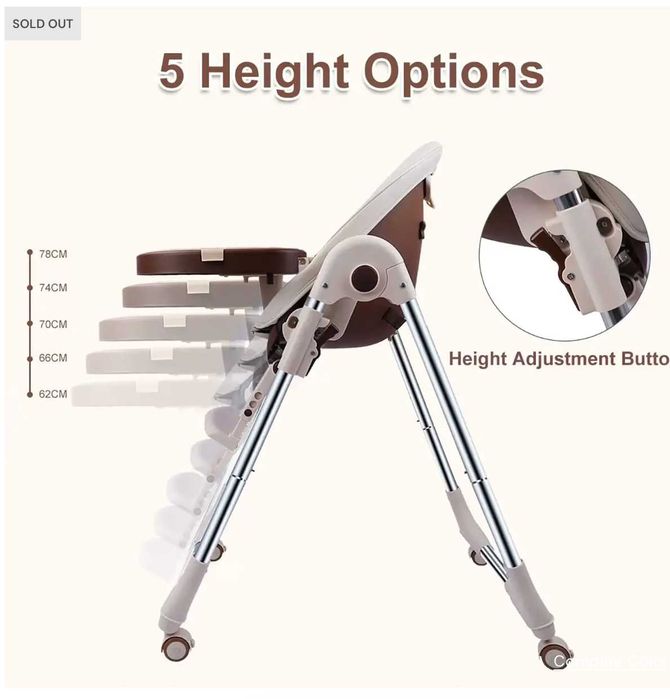 Сгъваем столче за хранене с предпазен колан OUNUO Baby