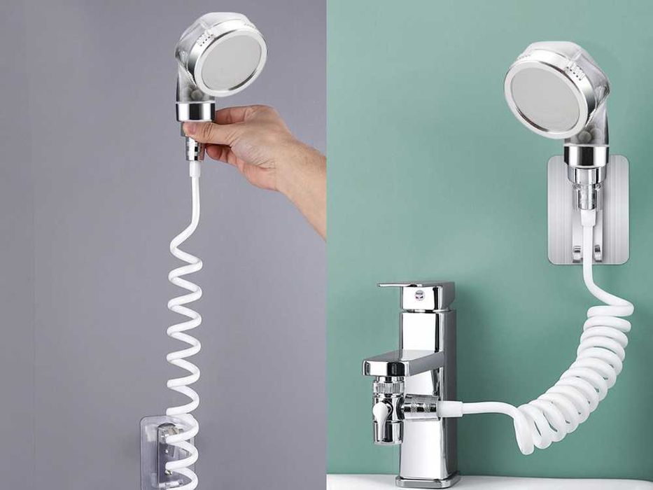 Extensie dus pentru robinetul de chiuveta cu suport si furtun 130 cm