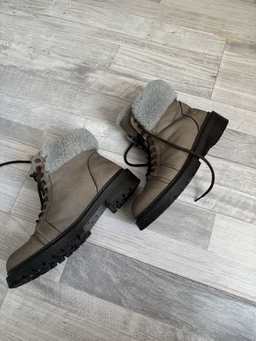 Кожаные зимние ботинки