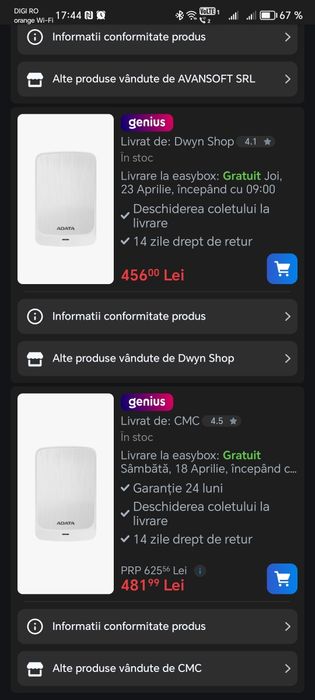 Vând hard extern Adata 2 TB, nou