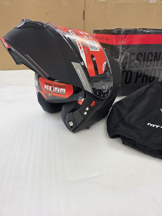 Модулна мото каска MT Helmets Genesis, размер М, Черен мат, ECE 22.06