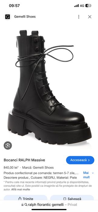 Botine piele naturala Gemelli 37