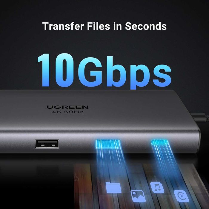 Док станция UGREEN Revodok Pro 9в1 PD100W Gigabit Ethernet 4k60Hz