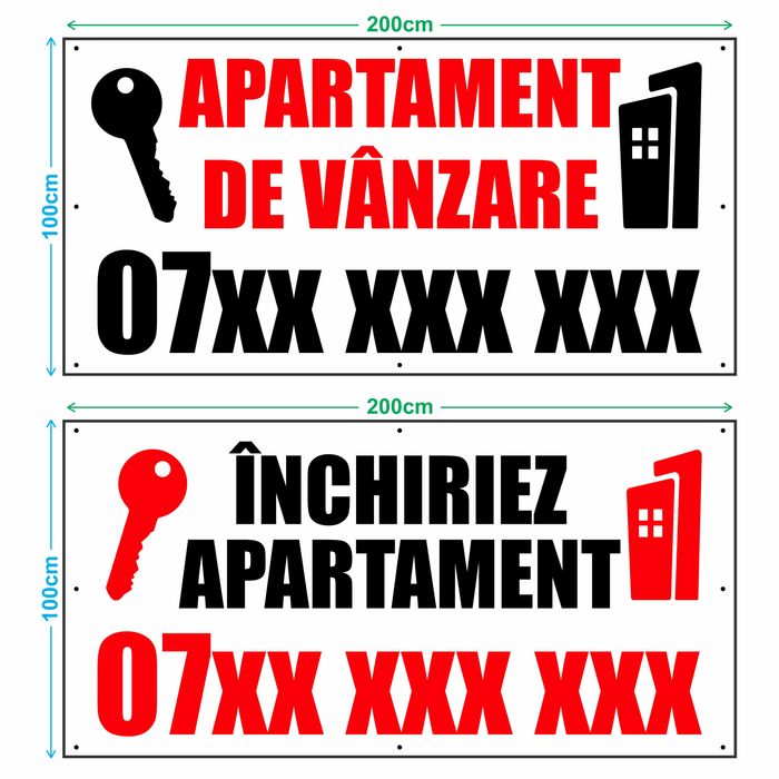 Bannere PVC pentru Vânzare/Inchiriere Teren, Case, Apartamente