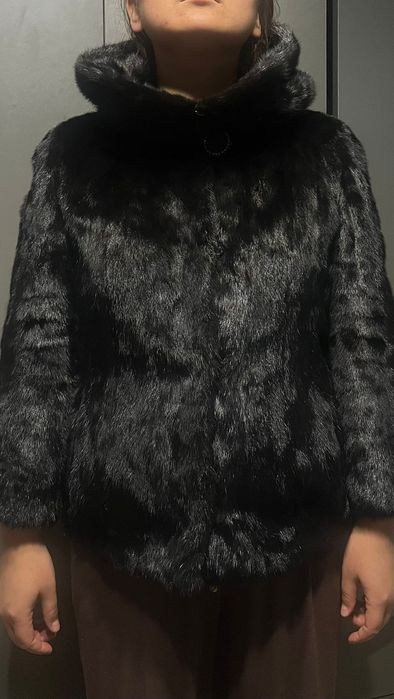 Шуба норка с капюшоном