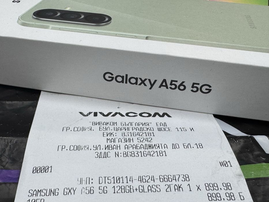 128GB Samsung a56 5G Vivacom Гаранция 2027г. Olive