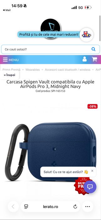 AirPods Pro 3 - originale - factura Altex 11.2025 - utilizare putin - husa Spigen