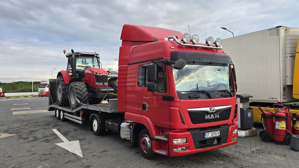 Platforma Transport Utilaje Grele Tractari Auto Recuperator Camioane Dube Trailer Buldoexcavatoare Tractoare Combine Microbuze Autoutilitare DEx12 A1