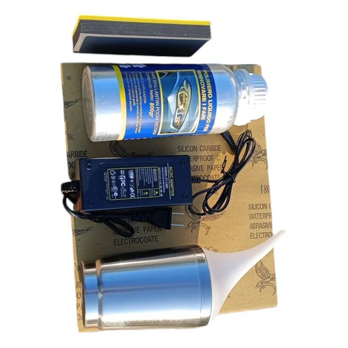 kit restaurare faruri cu polimer lichid 800ml si cana electrica