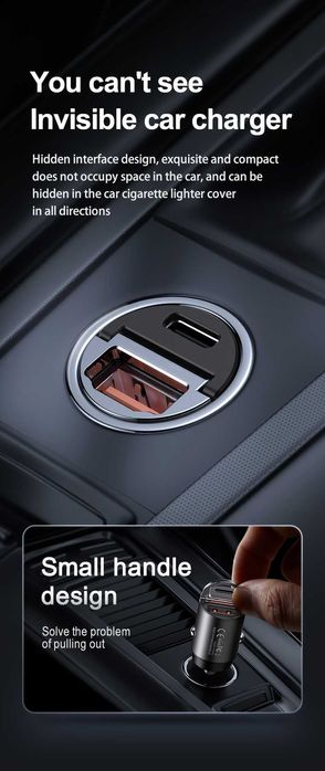 Adaptor incarcator auto bricheta 2 porturi USB Fast Charge USB-C 30W