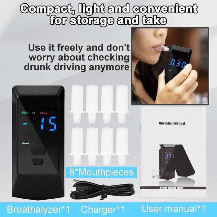 Професионален дрегер за алкохол (Breathalyzer)–Нанотехнологичен сензор